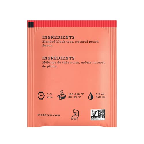 Stash Tea Peach Black Tea, Box of 100 Tea Bags Packaging May Vary