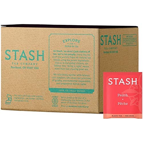 Stash Tea Peach Black Tea, Box of 100 Tea Bags Packaging May Vary