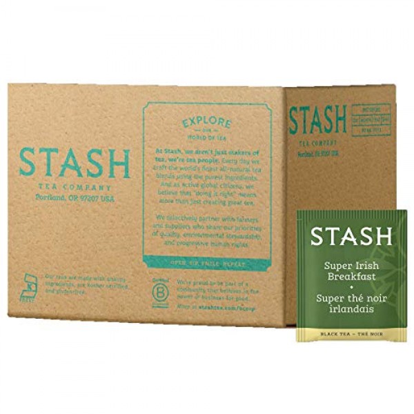 Stash Tea Super Irish Breakfast Black Tea, Box Of 100 Tea Bags