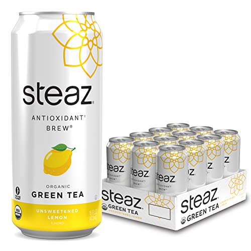 Steaz Organic Iced Green Tea Antioxidant Brew, Unsweetened Lemon...