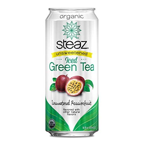 Steaz Organic Unsweetened Iced Green Tea, Passionfruit, 16 Fl Oz