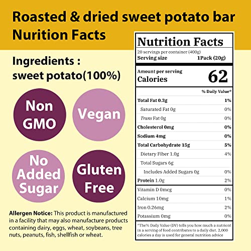 Korean Snacks, Sweet Potato Low-Carb bar 20 Packs Individually W...