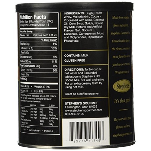 Stephens Gourmet Hot Cocoa, 16-Ounce Cans Dark Chocolate, Pack