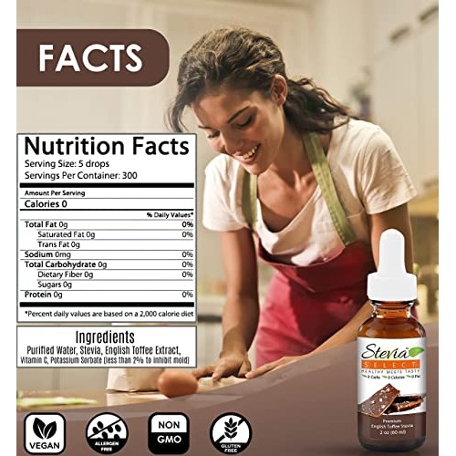 Stevia Drops-English Toffee Stevia Select Stevia Flavor 2 Oz Ste