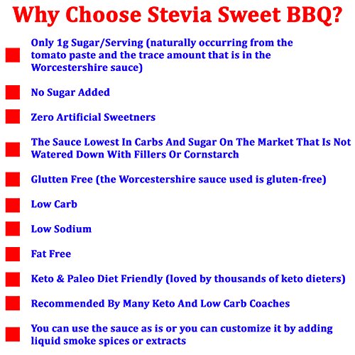 Stevia Sweet Bbq Sauce | Low Sugar 1G, Low Carb, Low Sodium, G