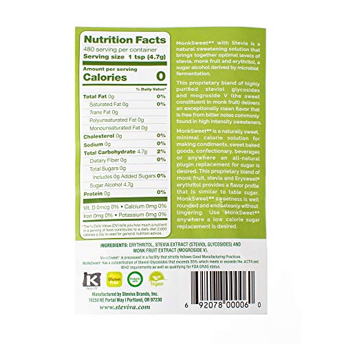 Monksweet Plus - 5 Lb Bag - Monk Fruit, Stevia &Amp; Erythritol Blen