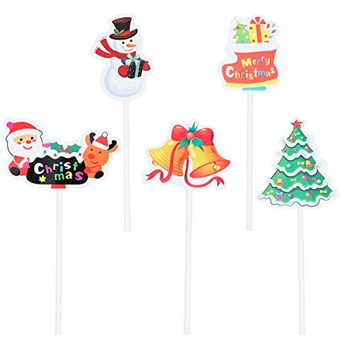 Stobok 5Pcs Christmas Cake Cupcake Toppers Santa Food Fruit Pick