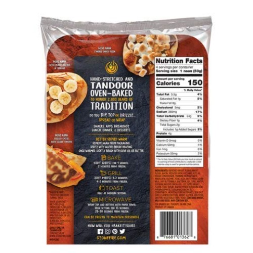 Stonefire Mini Naan Origional Fresh Authentic Flatbreads, 3 P