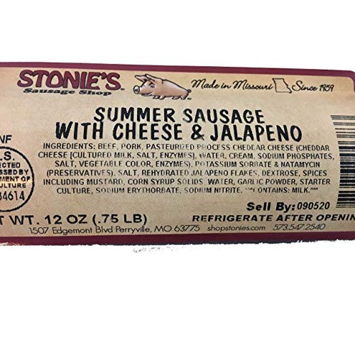Stonies Summer Sausage With Cheese And Jalapeno 12 Oz. Charcute