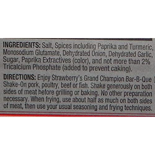 Strawberrys Grand Champion Shake-On Bar-B-Que Seasoning 24 Oz. Strawberrys Grand Champion Shake-On Bar-B-Que Seasoning 24 Oz.
