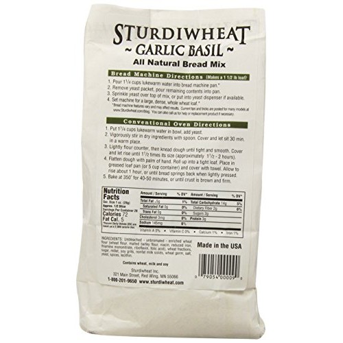 Sturdiwheat All Natural Bread Mix, Garlic Basil, 19-Ounce Packag