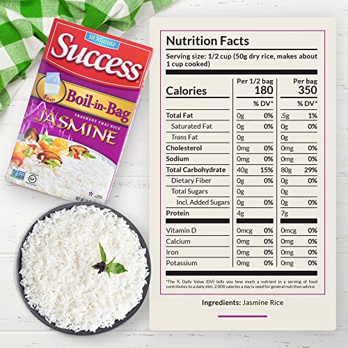 Success Boil-In-Bag Rice, Thai Jasmine Rice, Quick Rice Meals, 1