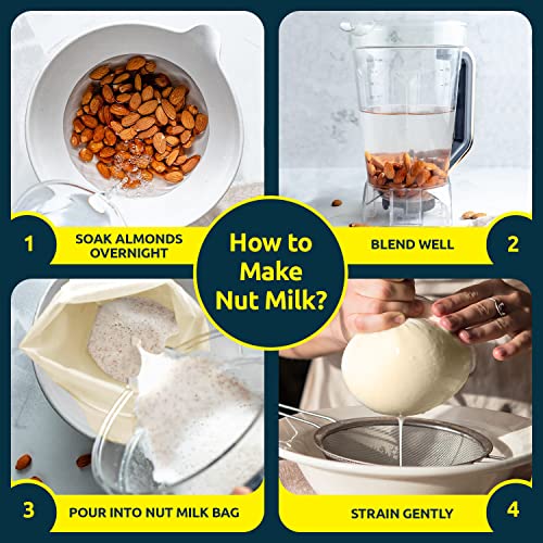 Sufaniq Nut Milk Bags for Straining Reusable 2 Pack, 100% Pure...