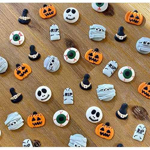 Set Of 24 Edible Halloween Decorations - Spider Mummy Ghost Eyeb