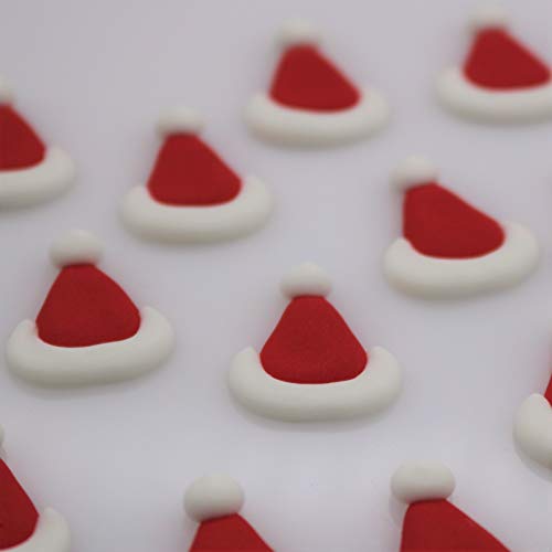 Set Of 24 Royal Icing Edible Santa Hats Christmas Decorations -