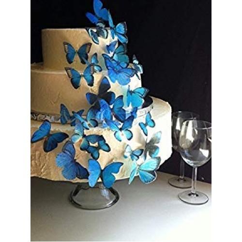 Edible Butterflies - Assorted Blue Set Of 15 - Cake And Cupcake