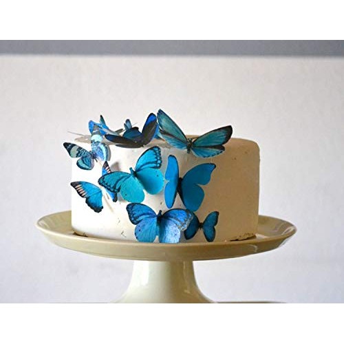 Edible Butterflies - Assorted Blue Set Of 15 - Cake And Cupcake