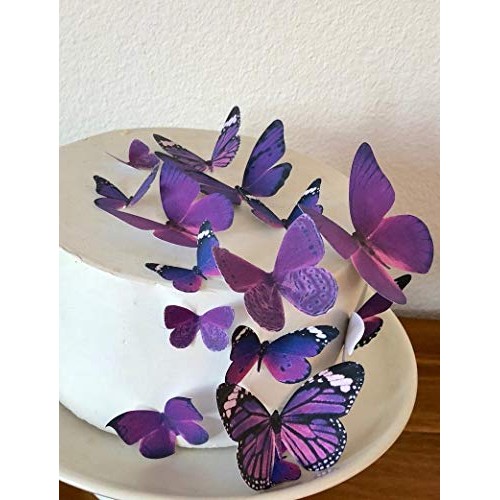 Edible Butterflies - Assorted Royal Purple Set Of 15 - Cake And