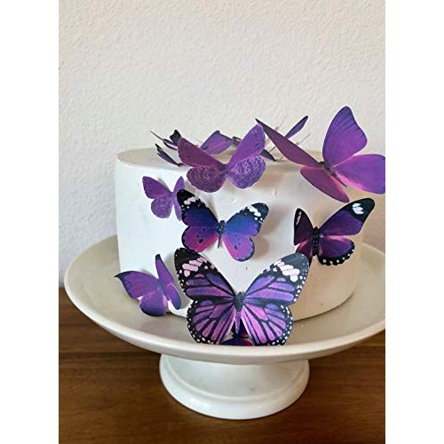Edible Butterflies - Assorted Royal Purple Set Of 15 - Cake And