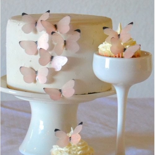 Edible Butterflies - Small Pastel Pink Set Of 24 - Cake And Cupc