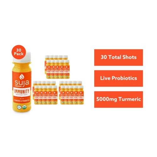 Suja Organic Immunity Defense Shot 30 Pack with Turmeric and G...