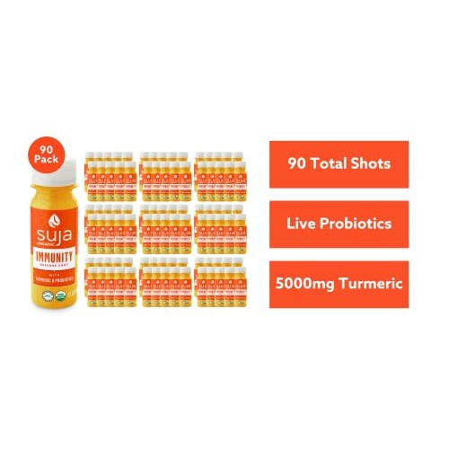 Suja Organic Immunity Defense Shot 90 Pack with Turmeric and G...