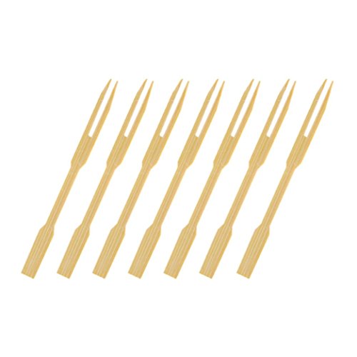 Sujing 80Pcs Bamboo Cocktail Fork Sticks Fruit Picks Bamboo Fork