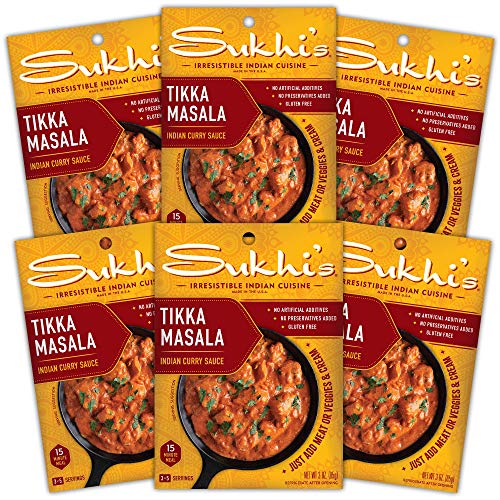 Sukhis Gluten-Free Tikka Masala Sauce, 3-Ounce Packets Pack Of 6