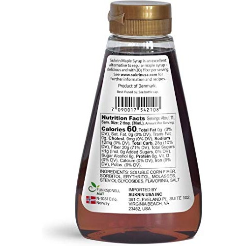 Sukrin Maple Syrup - Maple Syrup Substitute With Fiber - Low Car