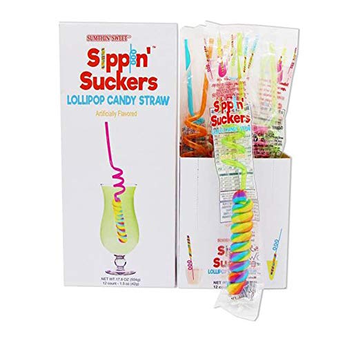 Sumthin Sweet Sippin Suckers Lollipop Candy Straw, 1.5 Ounce -