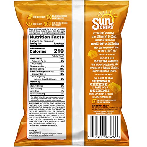 Sunchips Harvest Cheddar Flavored Multigrain Snacks, 1.5-Ounce