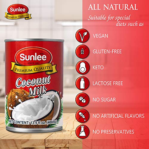 Sunlee Coconut Milk 24 Pack- Creamy Thai Coconut Milk In Cans, N