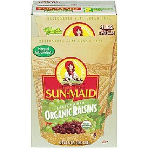 Scs Sun Maid California Organic Raisins - 4 Lbs Split In 2 Bags