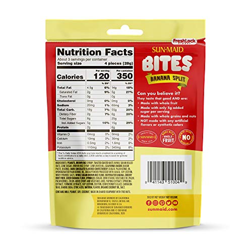 Sun-Maid Banana Split Bites- Kids Snacks, On-The-Go Bites, Whole
