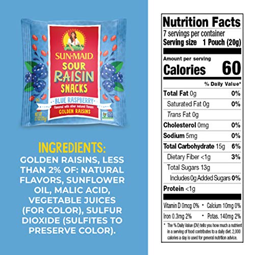 Sun-Maid Blue Raspberry Sour Raisin Snacks, 0.7 Oz, 7 Ct 3