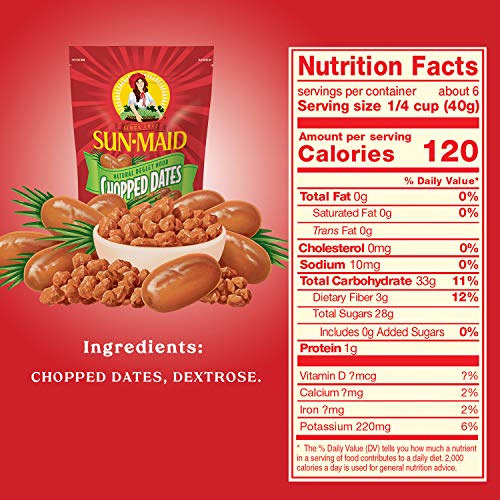 Sun-Maid California Chopped Dates In Resealable Bag, All Nautral