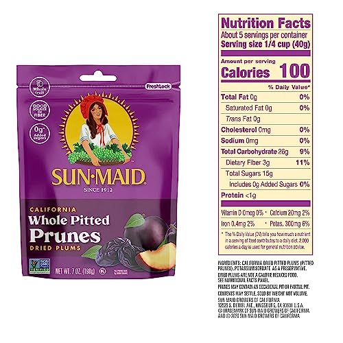 Sun-Maid California Sun-Dried Whole Pitted Prunes - 4 Pack 7 o...