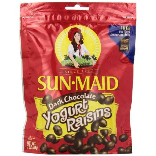 Sun Maid Dark Chocolate Yogurt Raisins, 7-Ounce Pouches Pack Of 6