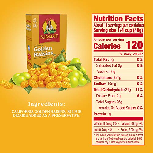 Sun-Maid Dried California Golden Raisins, All Nautral, No Added-
