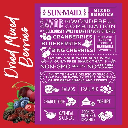 Sun-Maid Dried Mixed Berries - 15 oz Resealable Bag - Cranberrie...