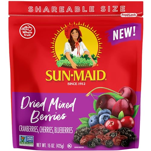 Sun-Maid Dried Mixed Berries - 15 oz Resealable Bag - Cranberrie...