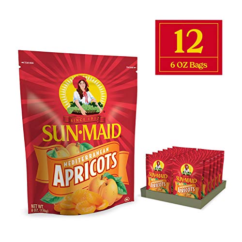 Sun Maid Mediterranean Apricots Pouches, 6 Ounce Pack Of 12