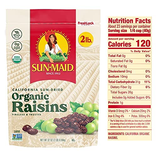 Sun-Maid Organic California Sun-Dried Raisins - 2 Pack 32 oz R...