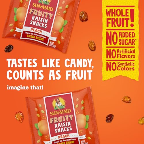 Sun-Maid Peach Fruity Raisin Snacks - 56 Pack 0.7 oz Pouches -...