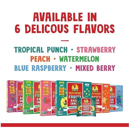 Sun-Maid Peach Fruity Raisin Snacks - 56 Pack 0.7 oz Pouches -...