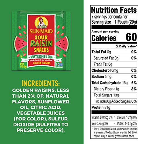 Sun-Maid Watermelon Sour Raisins 0.7 Oz, 7-Count