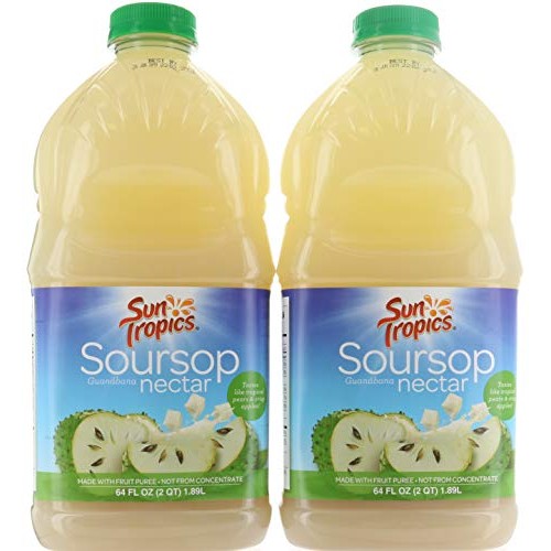 2 Bottles, Sun Tropics Soursop Guanabana Nectar Tropical Fruit 6