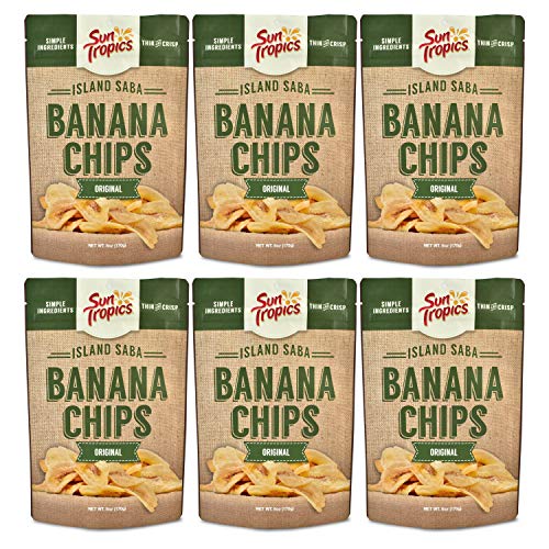 Sun Tropics Island Saba Banana Chips, Original, 4 Oz 6 Pack, V