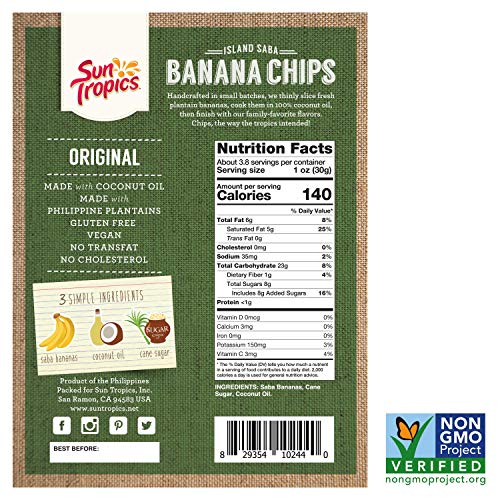 Sun Tropics Island Saba Banana Chips, Variety Pack, 6 Pack, Vega