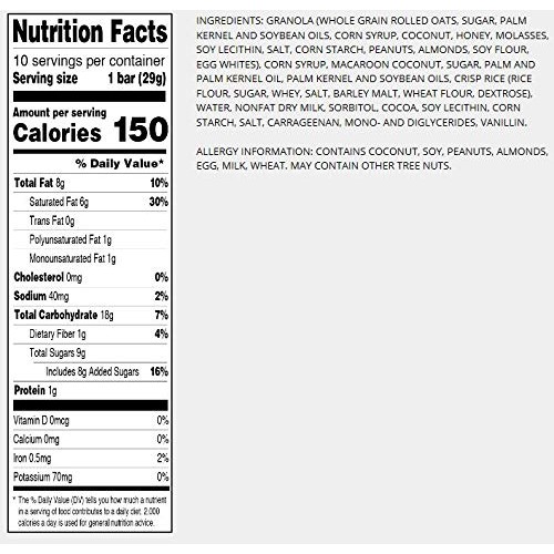 Fudge-Dipped Coconut Chewy Granola Bars 10-Count 12 Boxes By S